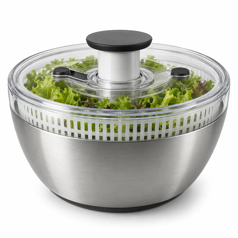 AI-generated illustration representing OXO Steel Salad Spinner