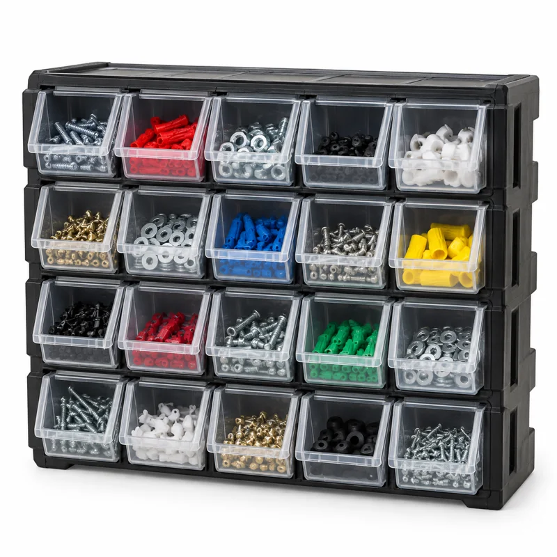 AI-generated illustration representing Parts storage bins