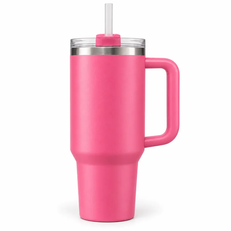 AI-generated illustration representing Stanley Quencher H2.0 40 oz Pink Parade