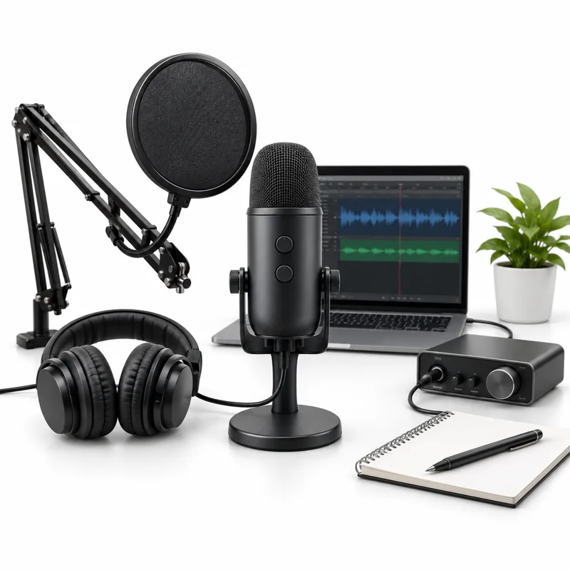 AI-generated illustration representing USB microphones
