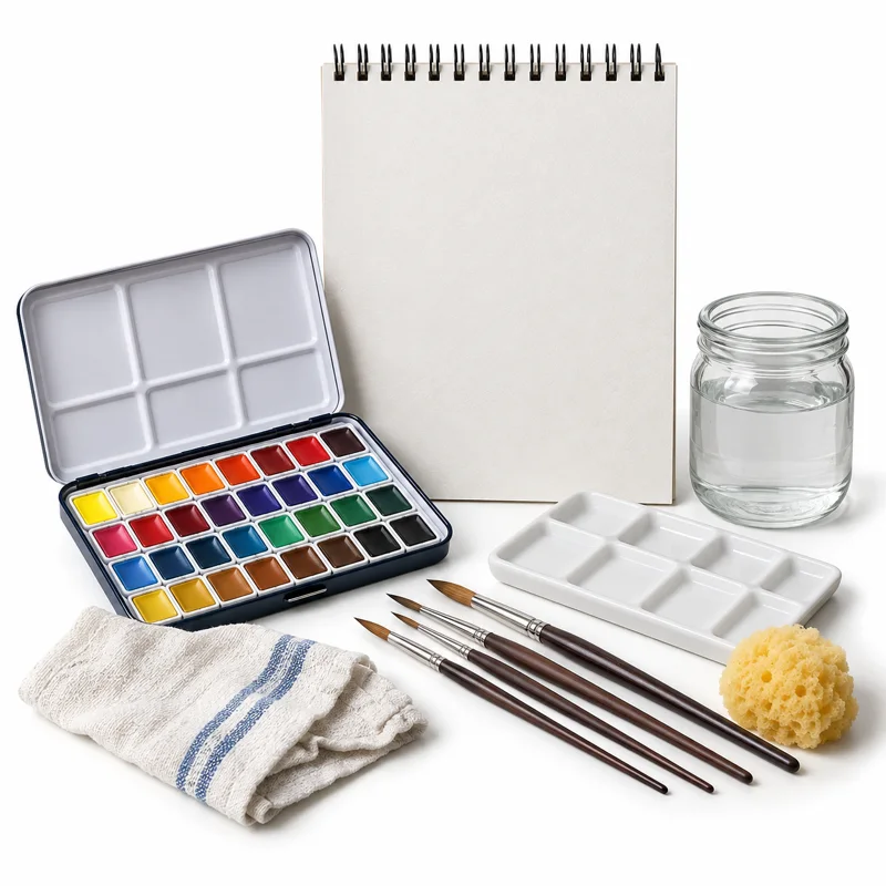 AI-generated illustration representing Watercolor supplies